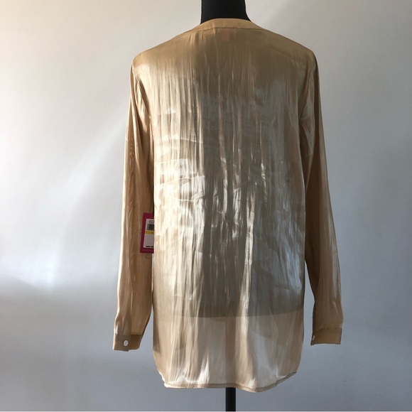 Women’s Vince Camuto Long sleeve Latte sheer blouse size M - Picture 6 of 14